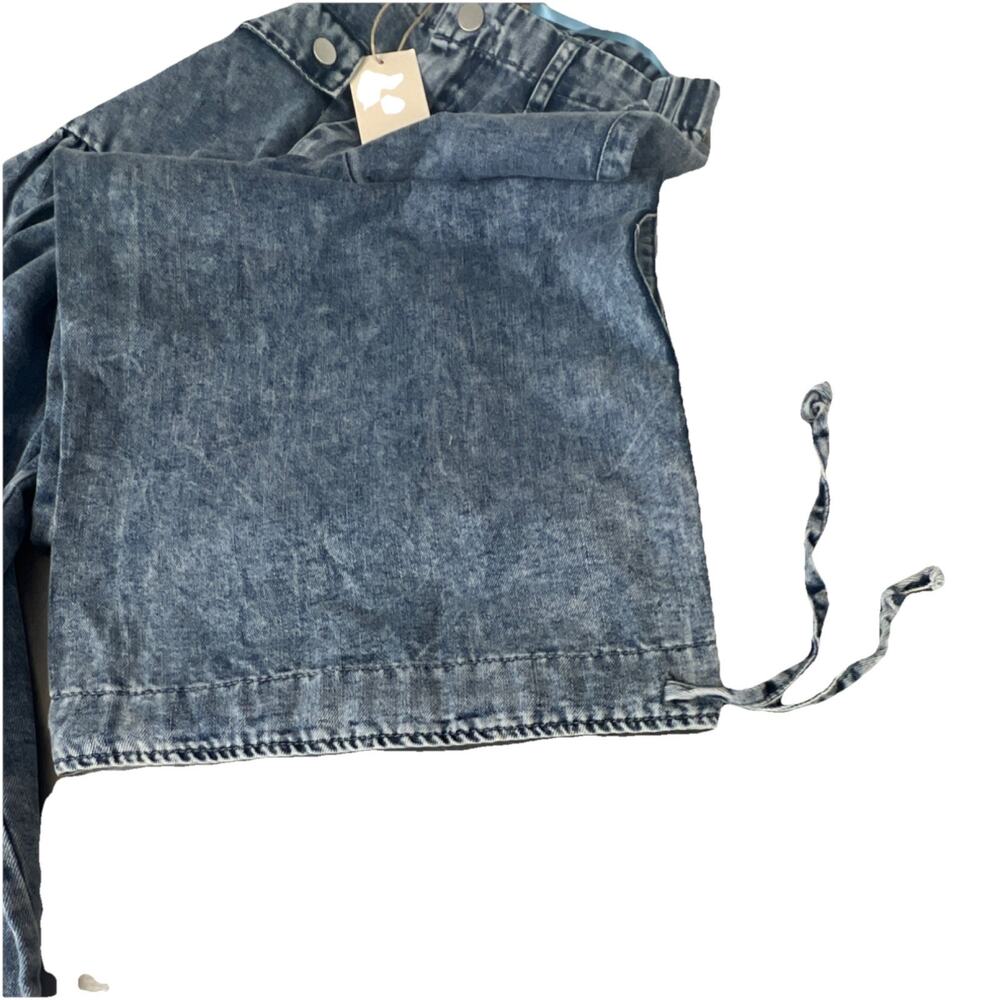 Blue Velvet Women's Wide-Leg w/ drawstring Relaxed Denim Pants Button Small - Picture 4 of 5